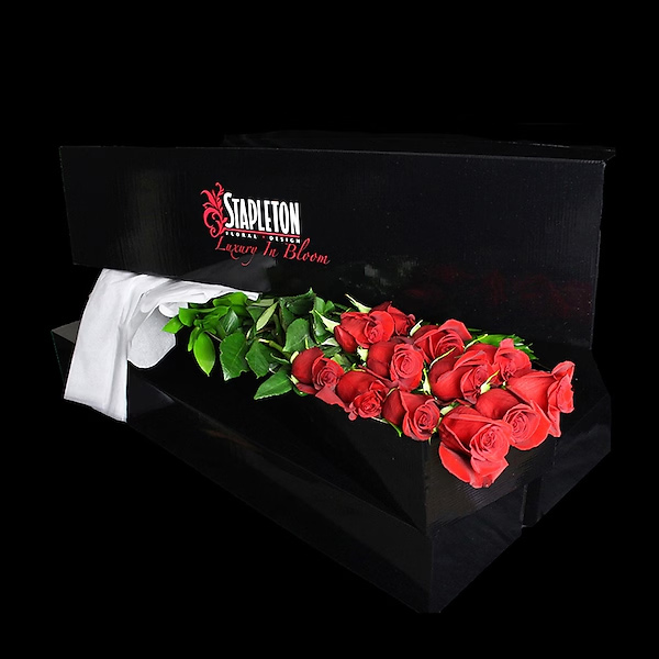 Luxurious Dozen Red Roses Boxed