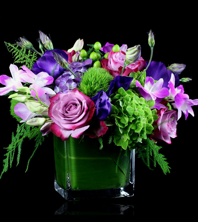 seasonal flowers with vibrant amethyst florals