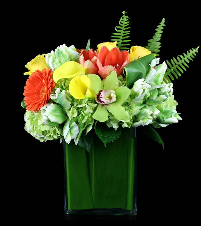 citrus hues floral arrangement