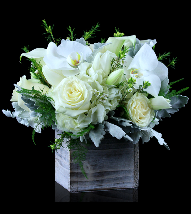 seasonal flowers with white and cream floral arrangement